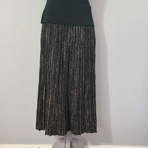 YAL New York‎ Black Pleated Lurex Shimmer Skirt Size Med